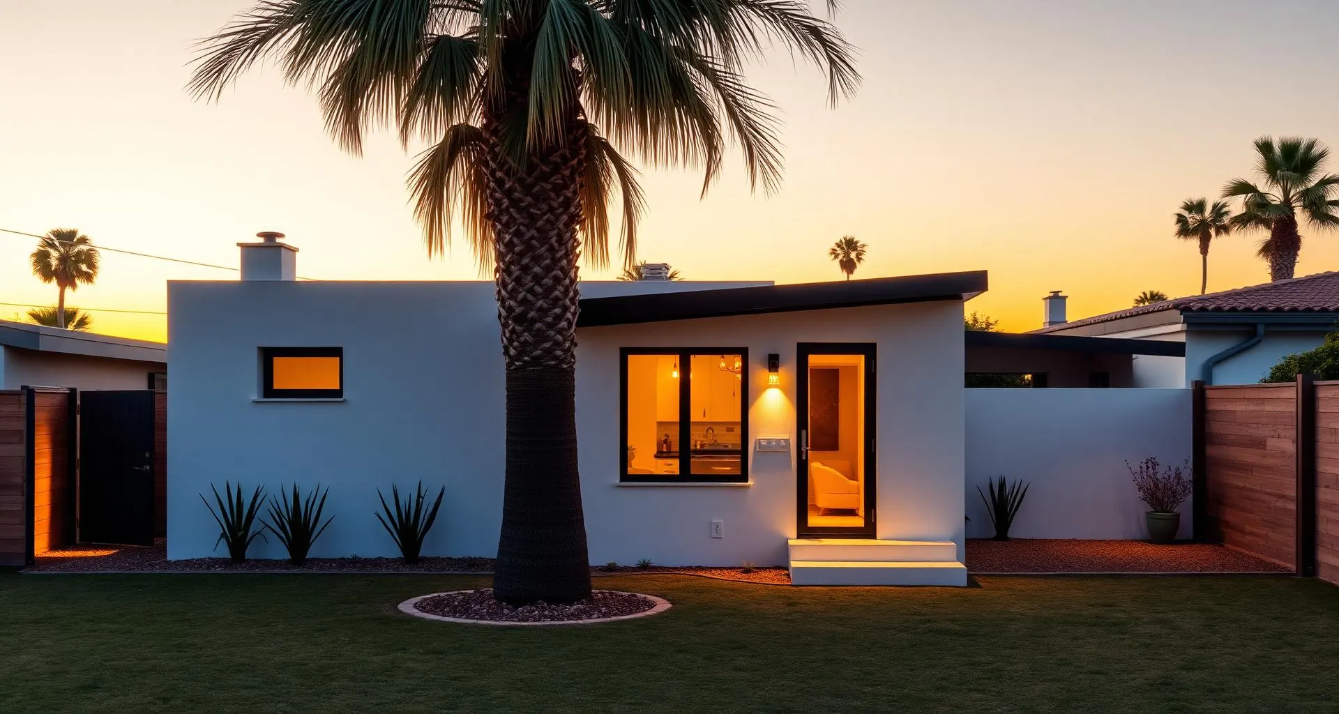 Modern ADU at golden hour