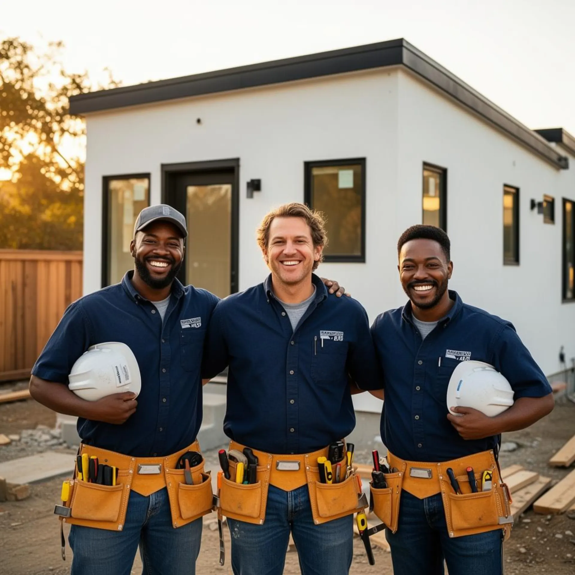 The KMBJ General Contractor team standing in front of a completed Los Angeles ADU